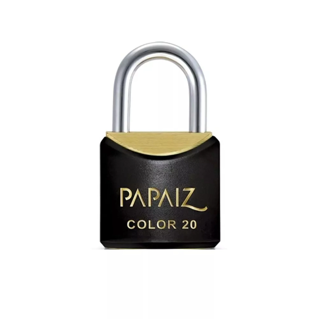 Cadeado com Chave CR20 Latao Preto Color Line Papaiz