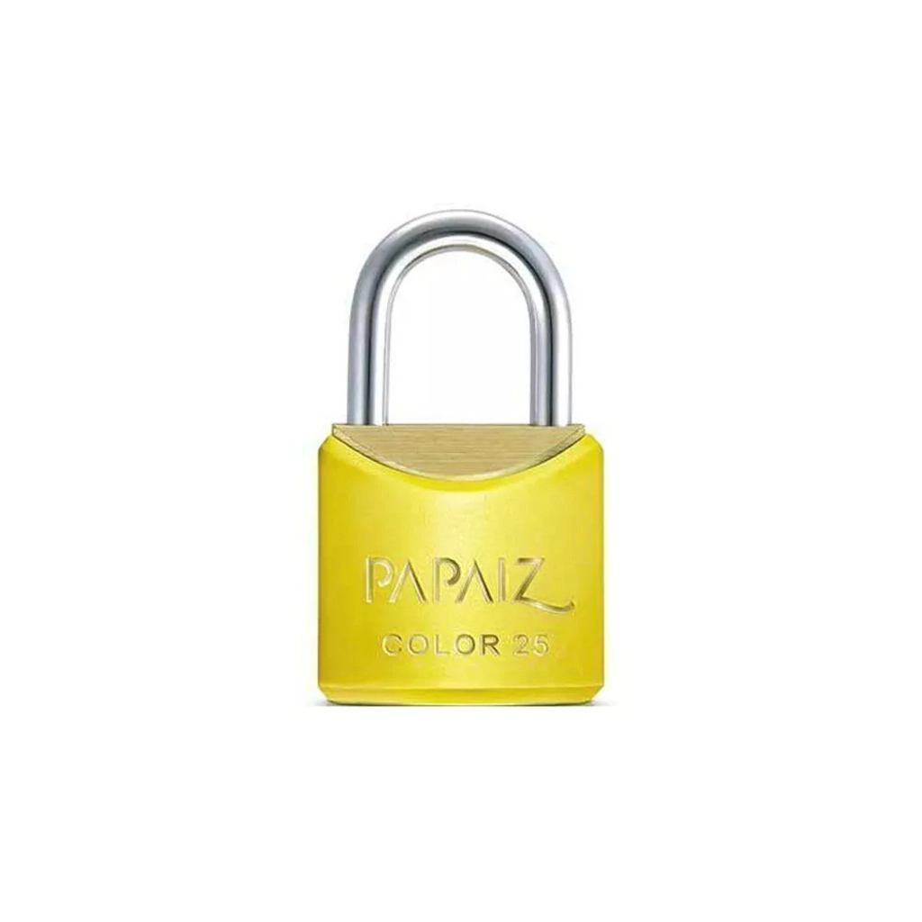 Cadeado com Chave CR25 Latao Amarelo Color Line Papaiz