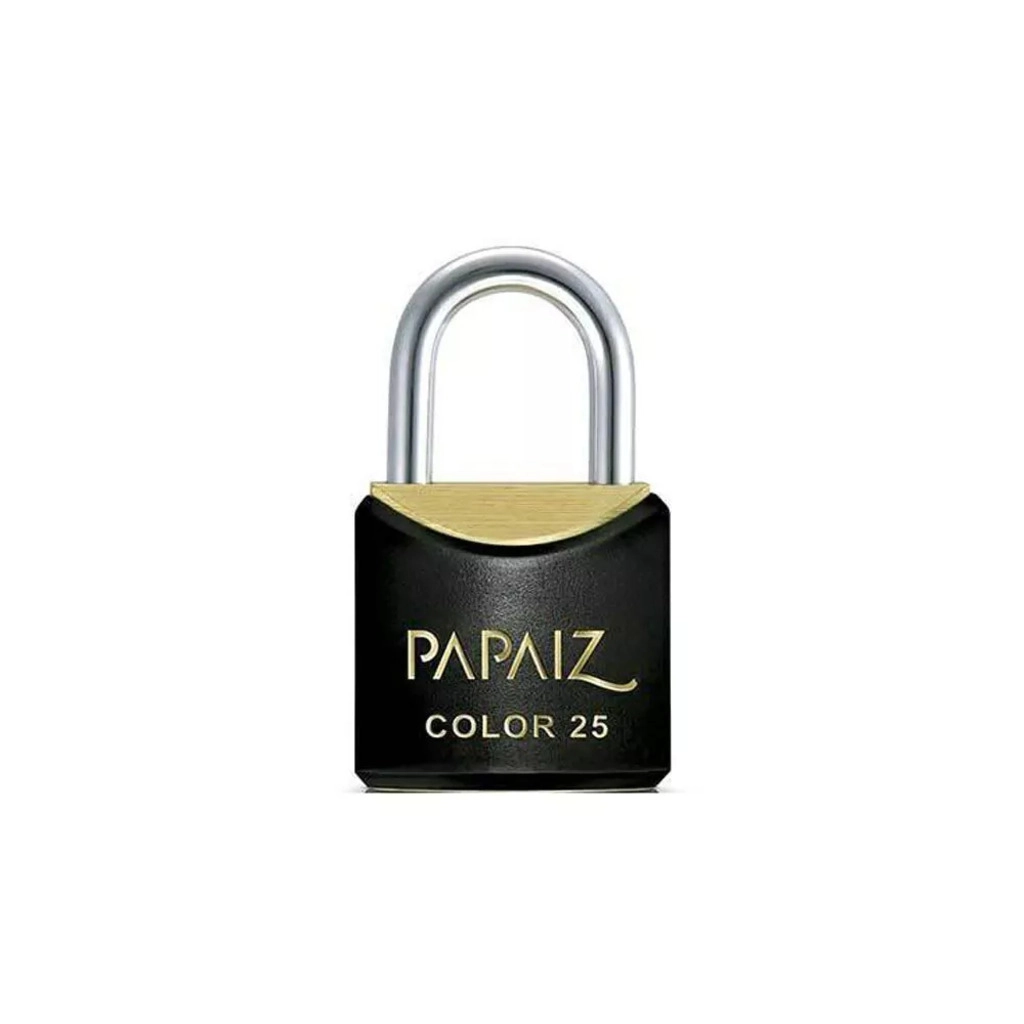 Cadeado com Chave CR25 Latão Preto Color Line Papaiz