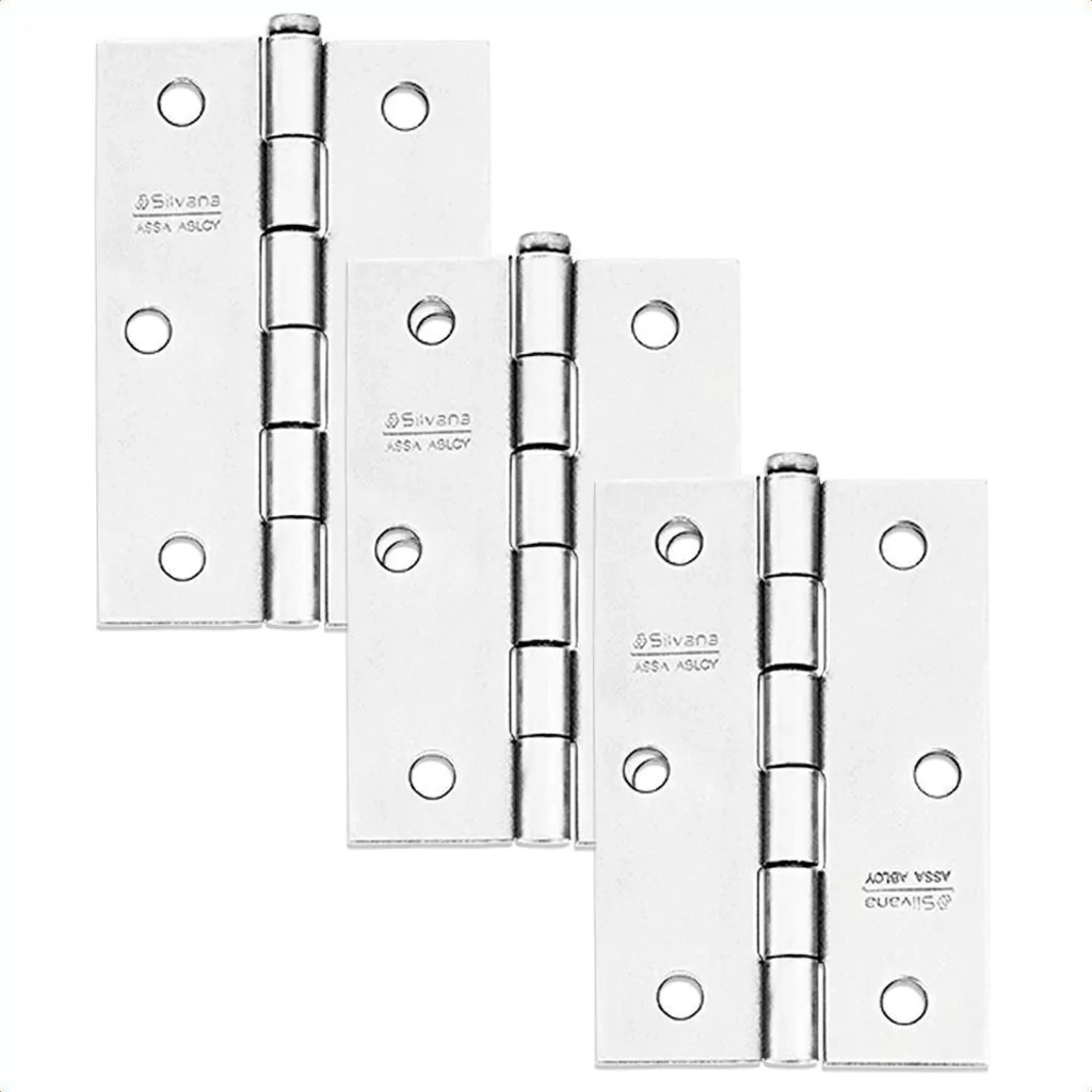 Dobradiça 850 Até 25kg - 2.1/2" Aço Cromado - Silvana 3Pçs