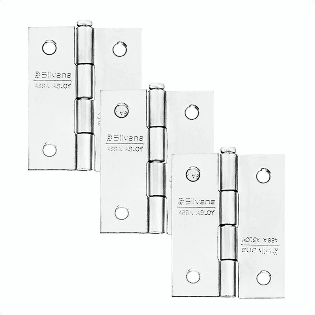 Dobradiça 850 Até 25kg - 2" Aço Cromado - Silvana 3Pçs