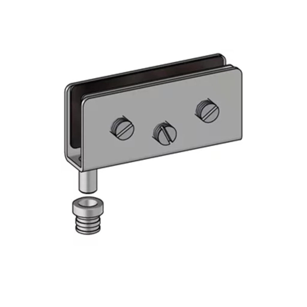 Dobradica Inox Grande para Porta de Vidro em Moveis Papaiz