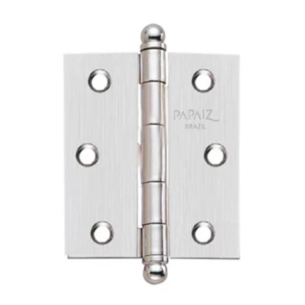 Dobradica Media Pino Estampado Cromado  1296-1CR 3 1/2 X 3 Unitaria Papaiz