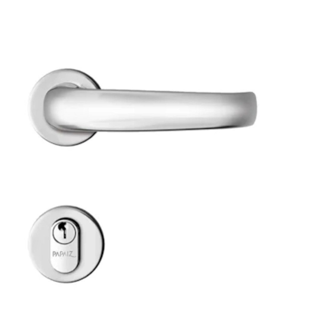 Fechadura Porta de Entrada Cromado 40mm MZ271 Arredondada Standard Papaiz