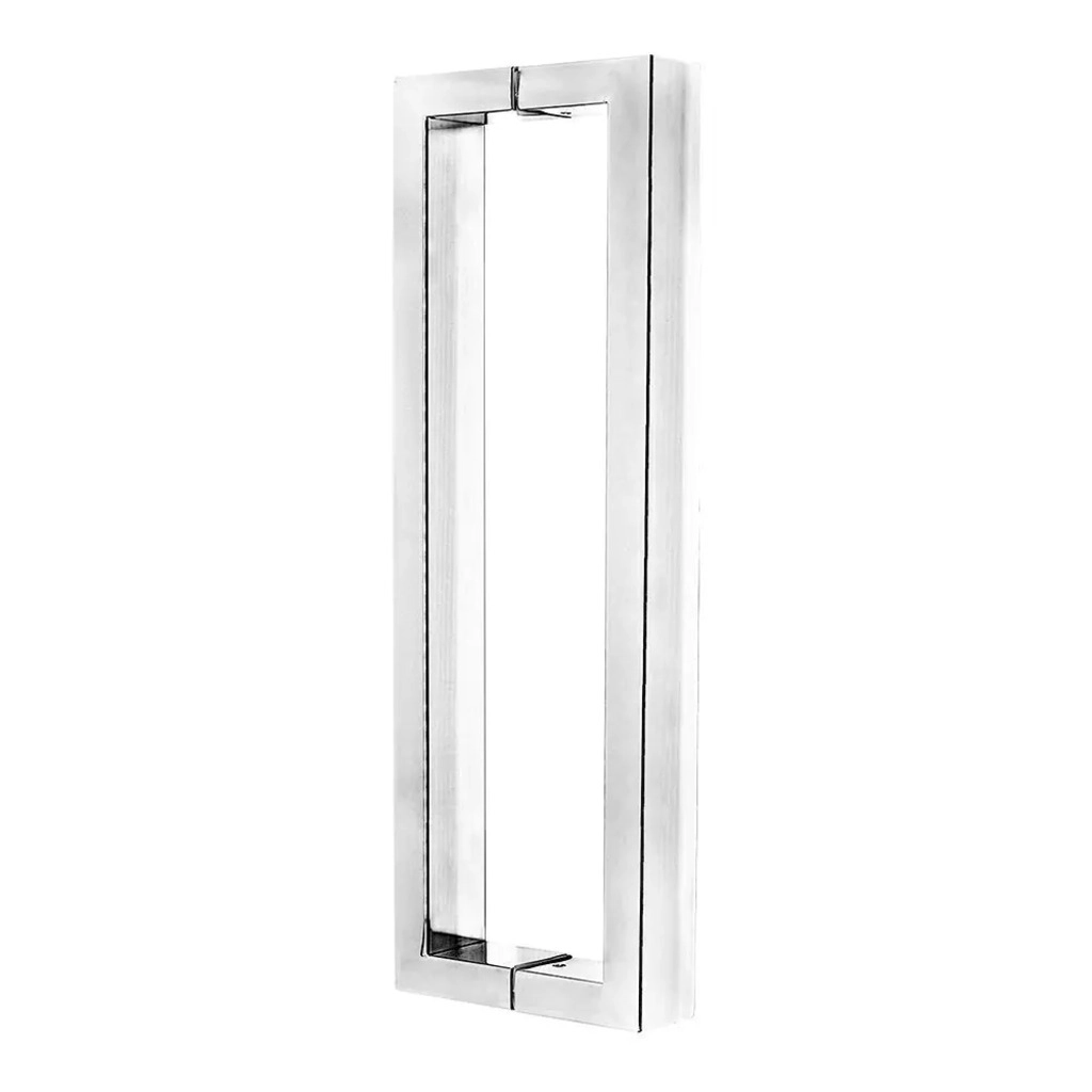 Puxador Retangular 400mm 40x20 Inox Polido - Silvana 2Pçs