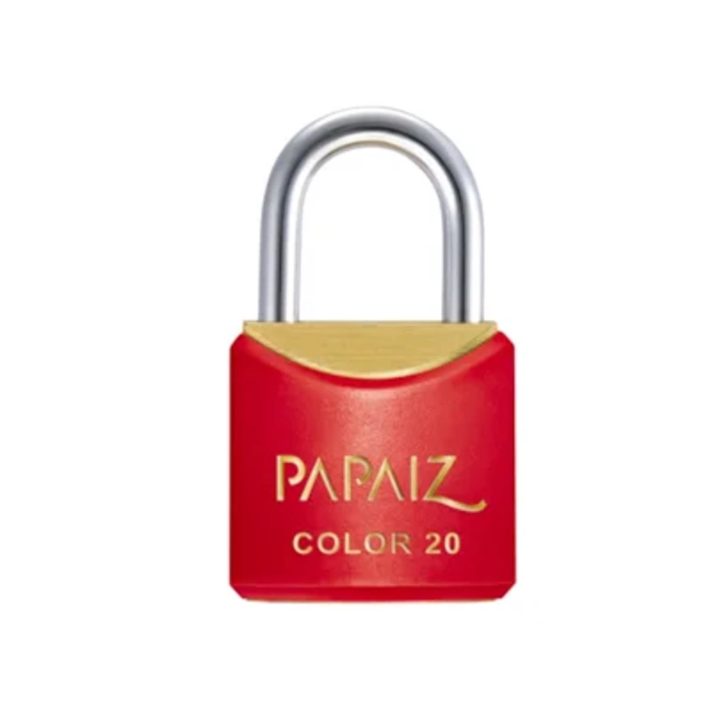 Cadeado com Chave CR20 KA1 Mesmo Segredo Latão Vermelho Color Line Papaiz