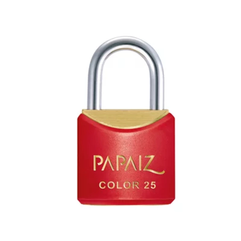 Cadeado com Chave CR25 KA1 Mesmo Segredo Latão Vermelho Color Line Papaiz
