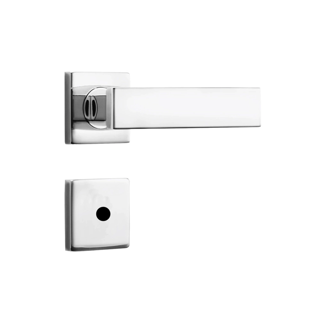 Fechadura de Inox para Porta de Banheiro Cromada 55mm com Roseta MI670 Inoxvita Papaiz