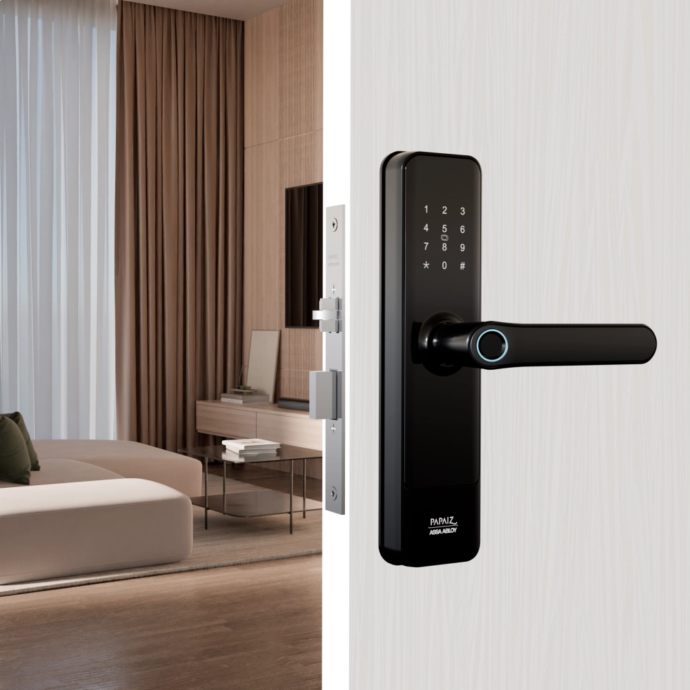 Fechadura Eletrônica SL150 Com Biometria De Embutir Preta Papaiz