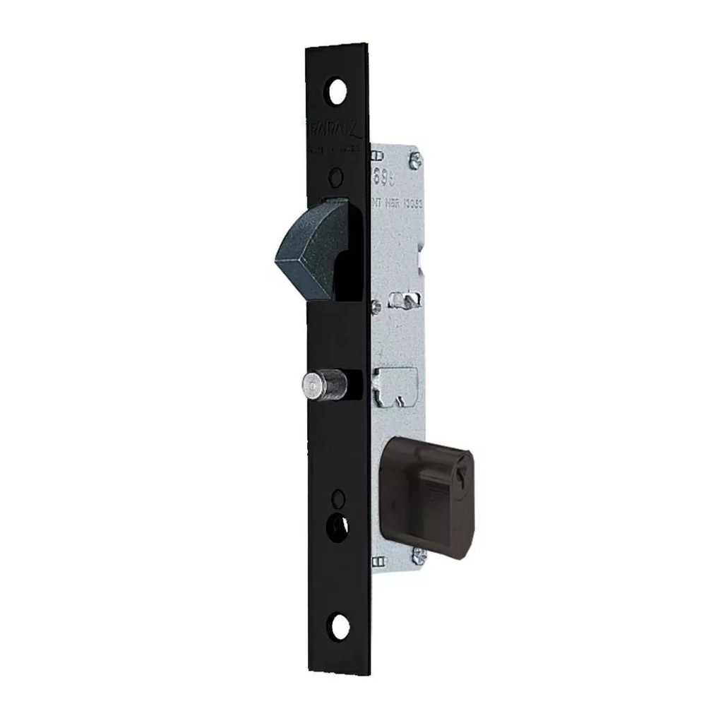 Fechadura Porta de Correr ART 815 Preto Fosco Meio Cilindro Papaiz
