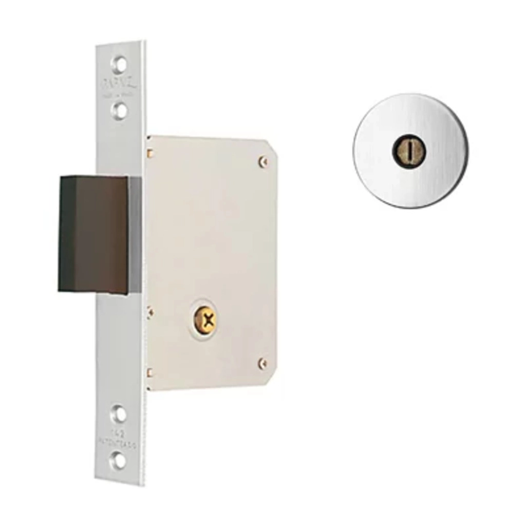 Fechadura Trava Auxiliar Tetra 40mm 4 voltas Roseta Redonda Cromo Acetinado Papaiz
